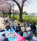 一級河川・中川は桜の名所。例年は大勢が宴を開く。
今年は自粛ムードで、わずかのグループ。
東京発の沈滞ムードは避けたい。
(撮影:穂高健一、4月7日、東京・葛飾)